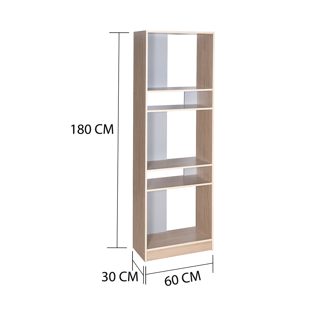 HomeBase ME LIVING Kệ bằng gỗ ép nhiều ngăn ADA Thái Lan W60xH180xD30cm màu trắng/xám