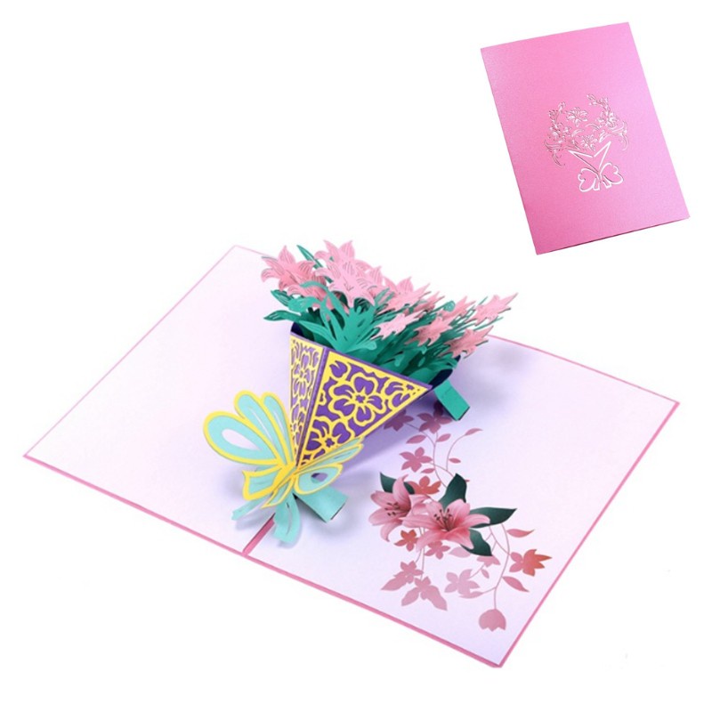 love* Narcissus Greeting Cards Handmade Birthday Wedding Invitation 3D Pop Up Card New