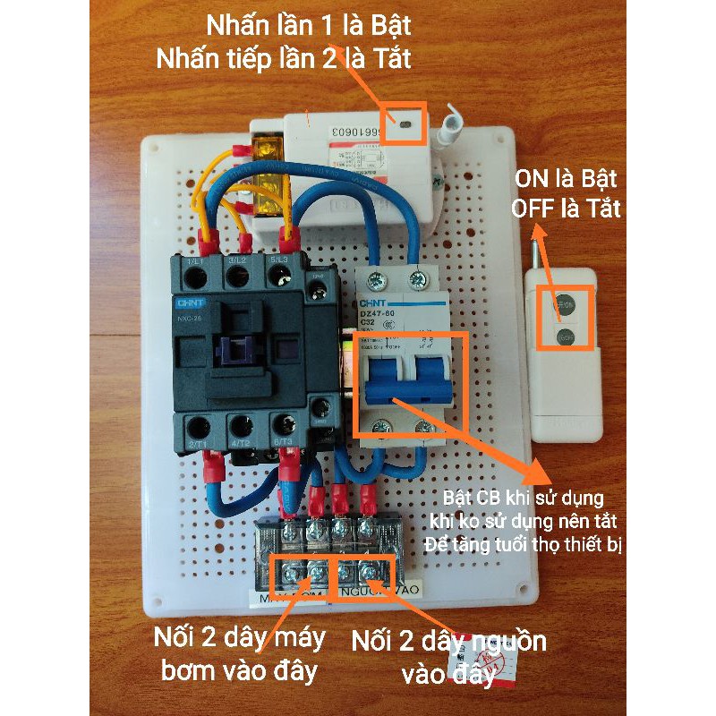 Điều Khiển Bật Tắt Bơm Nước Từ Xa Công Suất 1HP đến 5HP 1 pha 220V