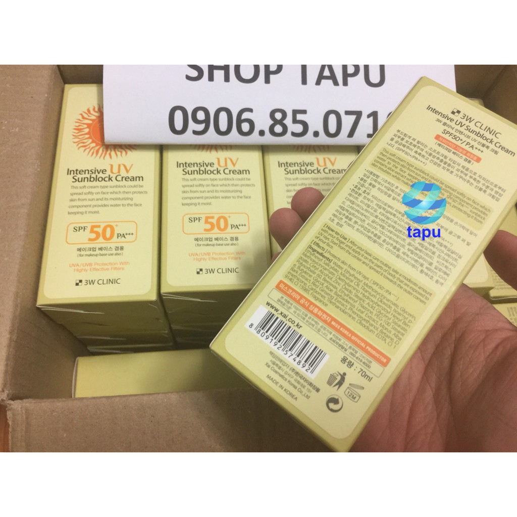 {Chính hãng - Ảnh thật} Kem Chống Nắng 3W Clinic Intensive Sunblock Cream 70ml | BigBuy360 - bigbuy360.vn