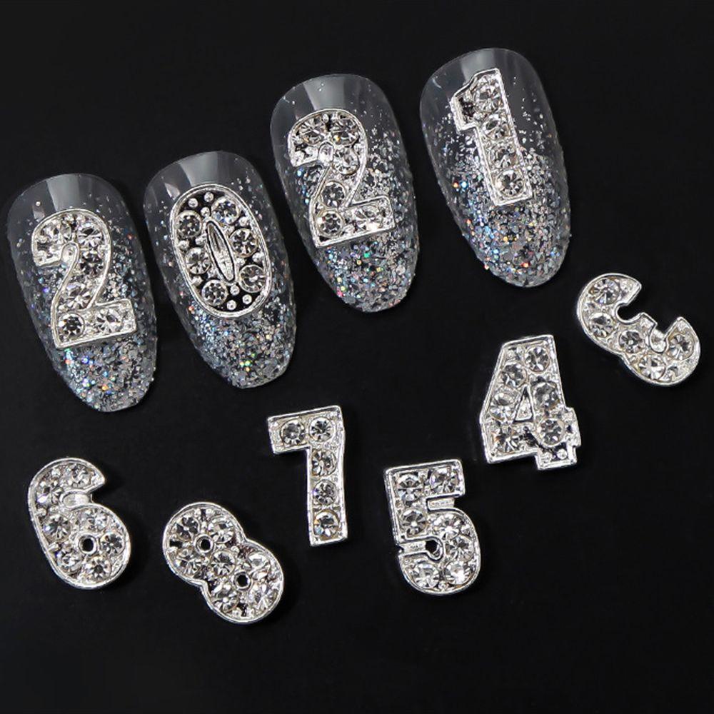 Set 5 Phụ Kiện Trang Trí Móng Tay Hình Số 0-9 Thời Trang|Phụ Kiện Trang Trí Móng Tay 3D Bằng Kim Loại Nhiều Màu Sắc