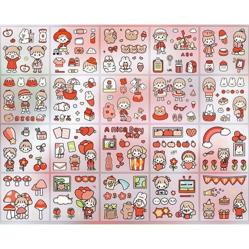 [Nhiều mẫu] Hộp 1000 hình dán sticker trang trí sổ tay, điện thoại, lưu bút, ly sứ xinh xắn - Smart Baby