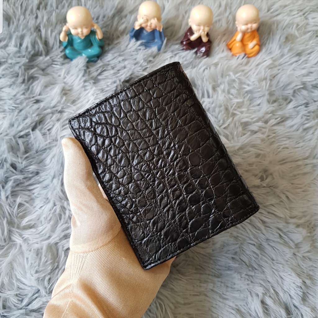 Ví Da Cá Sấu, Da Bụng | Ví Cá Sấu 2 Mặt, Ví Da Cá Sấu, Bóp Cá Sấu, Ví Cá Sấu Màu Đen | Dáng Đứng, Bóp Cá Sấu Nguyên Tấm