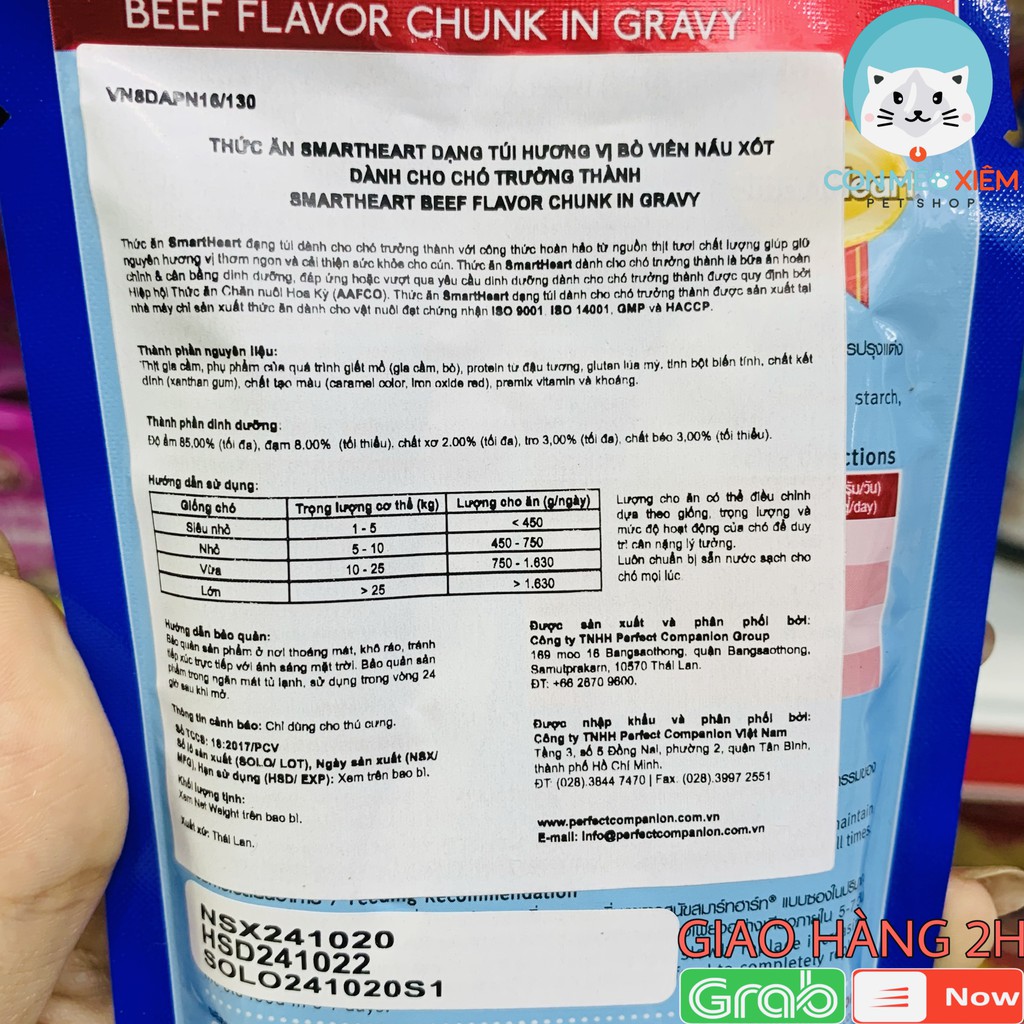 Pate cho chó Smart heart 130g vị gà bò, thức ăn ướt chó lớn nhỏ cún cưng Con Mèo Xiêm