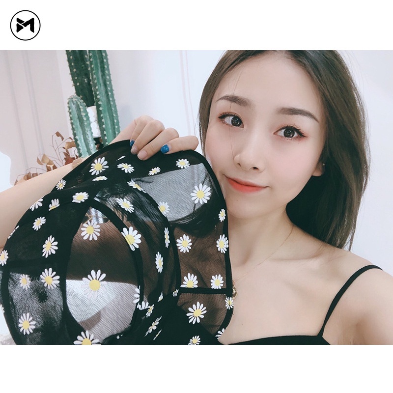 Nón Tai Bèo Phối Lưới Mỏng Thoáng Mát Xinh Xắn Cho Nữ