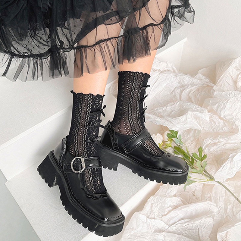 Xixi Vớ Ren Hoa Mỏng Đính Nơ Phong Cách Lolita Nhật Bản Ngọt Ngào Cho Nữ