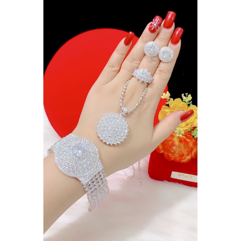 Bộ trang sức 4 món mạ bạch kim cao cấp E988
