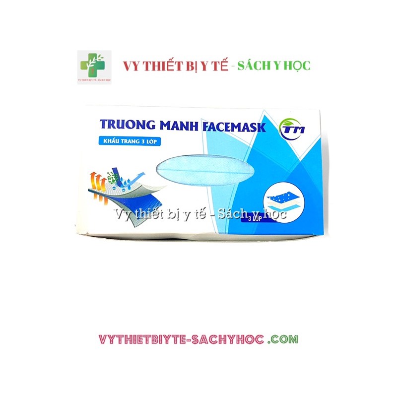 Khẩu trang 3 lớp màu xanh Trường Mạnh