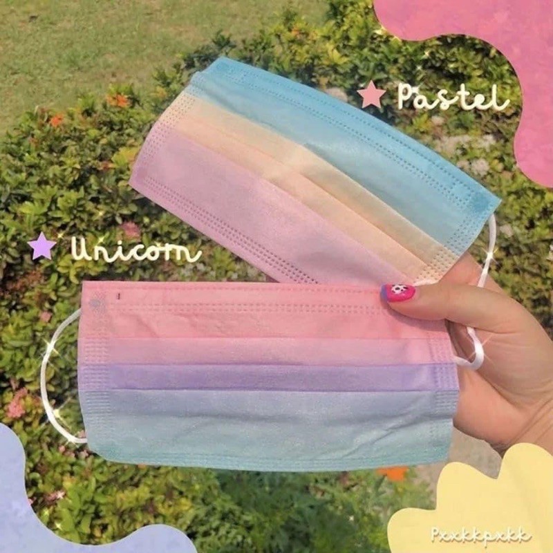 Khẩu trang pastel omber 7 sắc cầu vồng