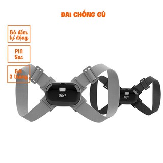 Đai chống gù lưng thông minh điều chỉnh tư thế, Cảm biến báo rung, Đếm số lần ngồi sai - Bảo Hành 3 tháng - Kaizo Mart