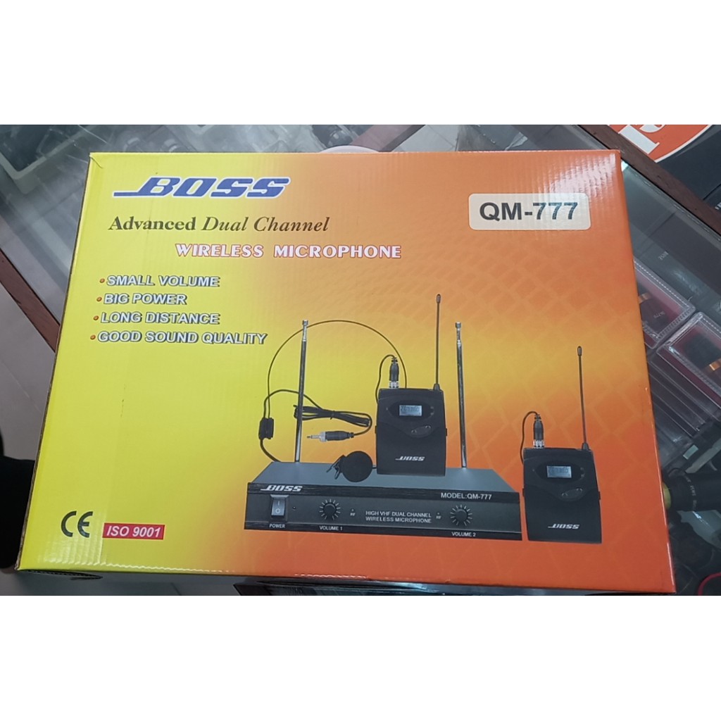 Micro Không Dây 2 Người Đeo Tai Cài Cổ Áo Boss QM 777