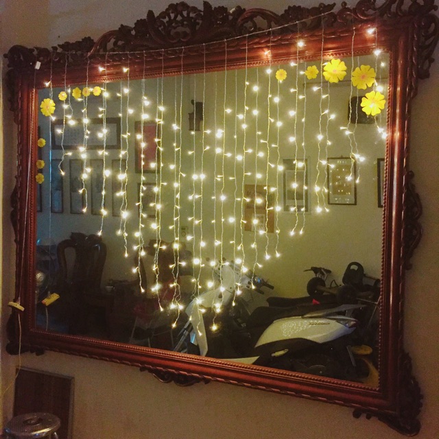 Đèn nháy rèm led hình trái tim trang trí