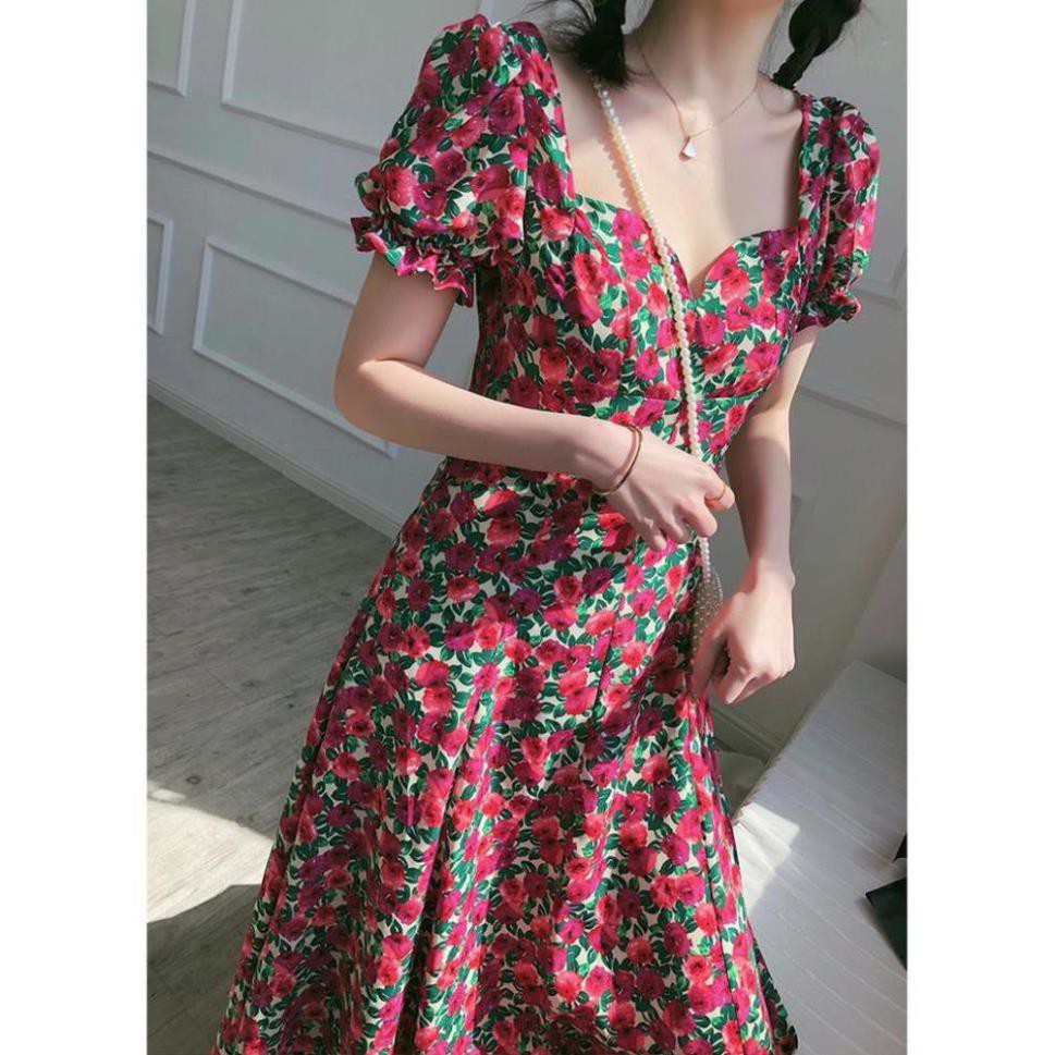 Đầm Nữ Đẹp Váy Maxi Hoa Siu Đỉnh Dài 1m15! Khoá Sau Tay Bồng Xoè Chuẩn Nhé HÌNH THẬT QUÁ ĐẸP LUÔN