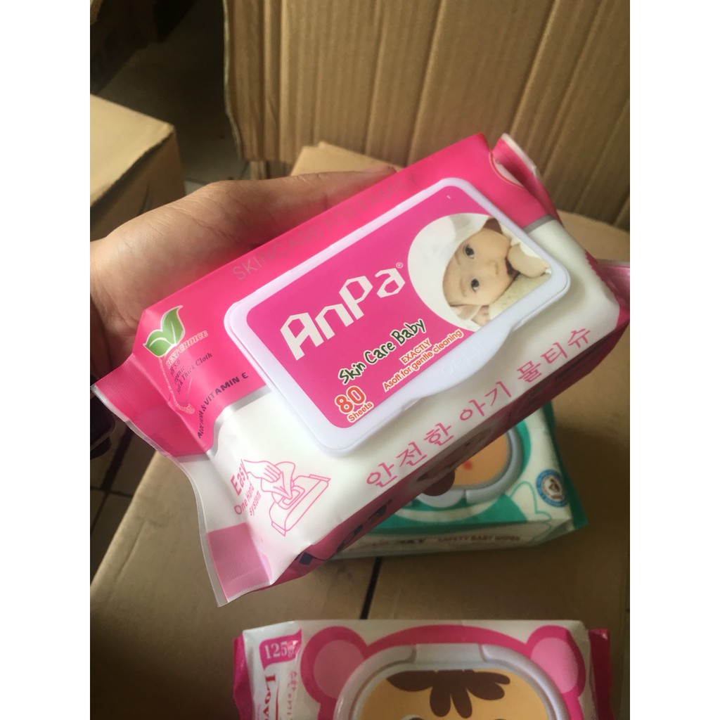 Khăn ướt 80g (80 tờ) Anpa baby kaka baby wipes Anpa lov sky hàng chất lượng