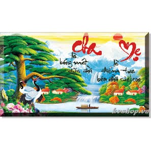 Tranh Thêu Chữ Thập Thư Pháp Cha Mẹ 223090-74x45cm