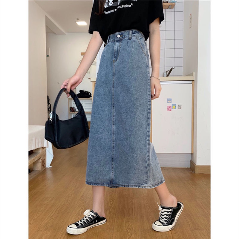 Chân Váy Denim Lưng Thun Cao Co Giãn Phong Cách Thời Trang Mới Dành Cho Nữ 2022