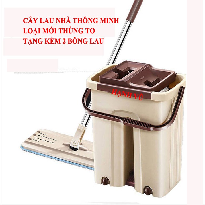 Bộ cây lau nhà chổi lau nhà thông minh tự vắt 360 độ 2 trong 1 kèm thùng vắt 2 ngăn