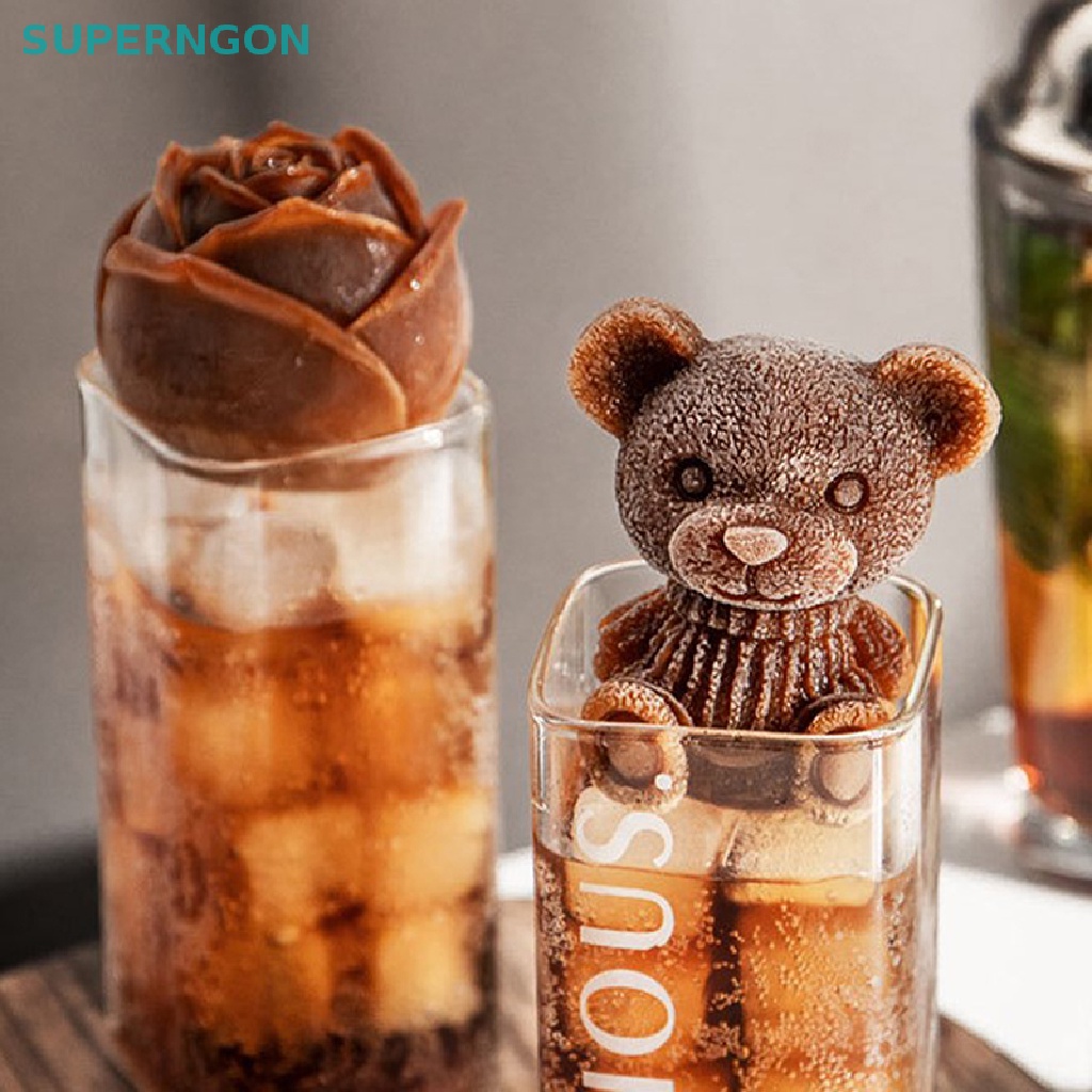 Khuôn Silicon Làm Đá Hình Gấu Hoạt Hình 3D Dễ Sử Dụng