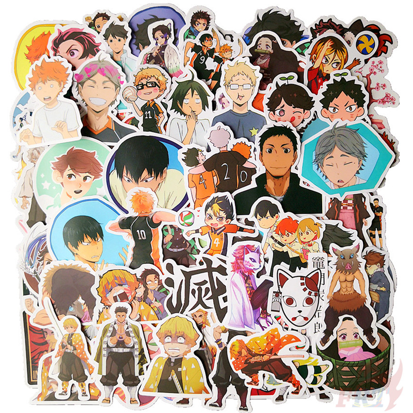 100Pcs/Set ❉ Haikyuu!! &amp; Demon Slayer - Hot POP Anime Mixed Stickers ❉ DIY Fashion Doodle Decals Stickers