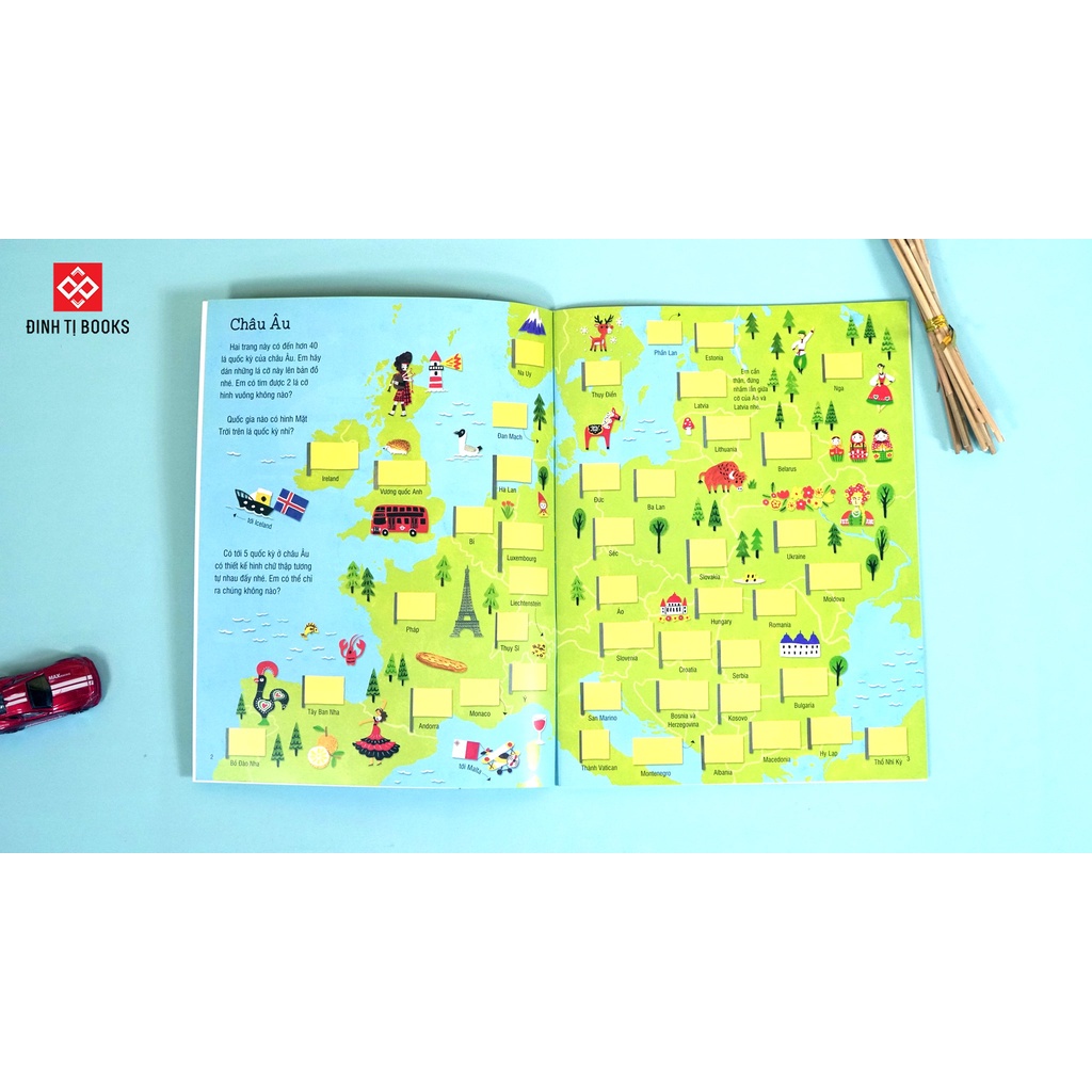 Sách- First sticker book - Sách dán hình đầu đời cho bé - Quốc kỳ các nước