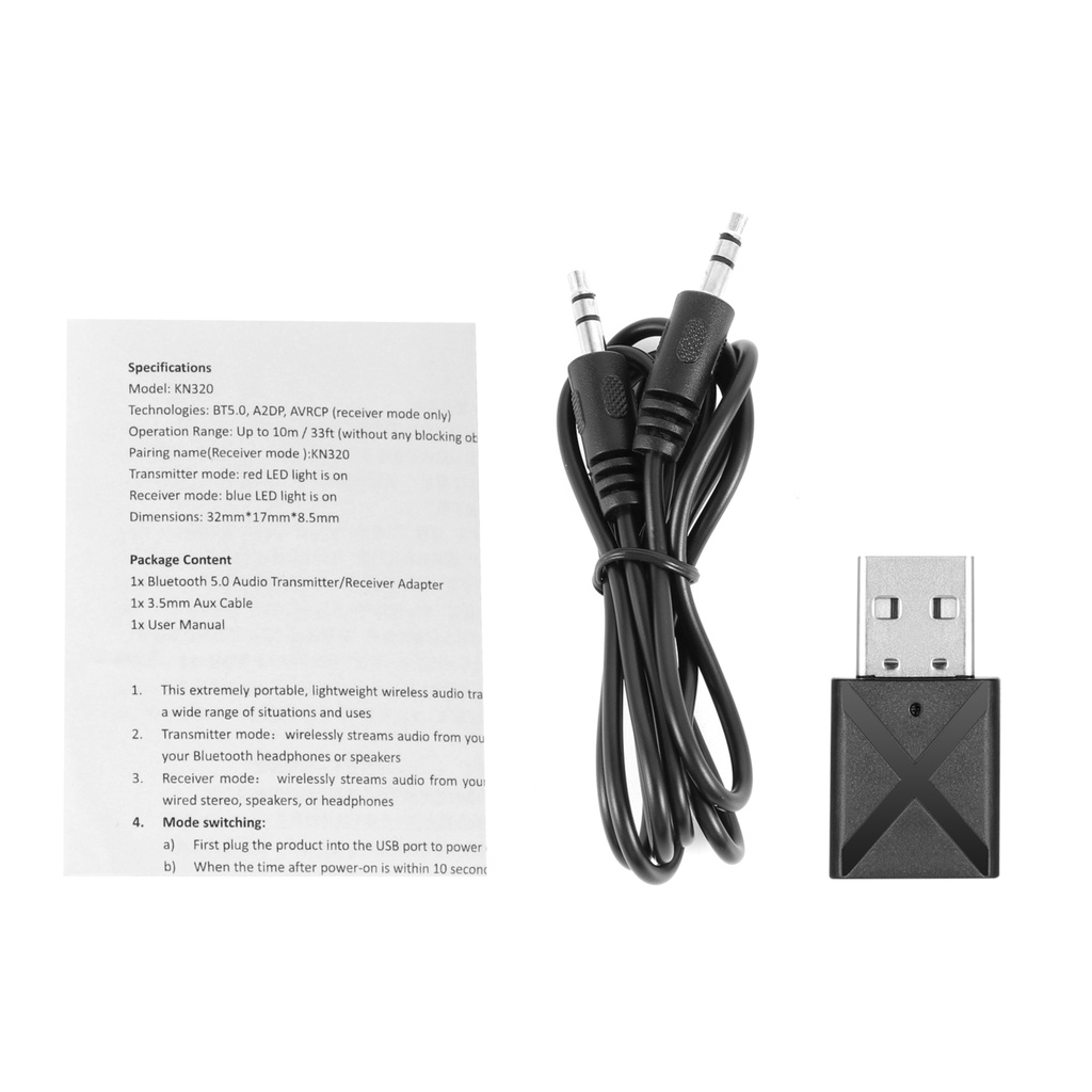 Đầu nhận phát tín hiệu âm thanh AUX 3.5mm bluetooth 5.0 không dây tiện lợi