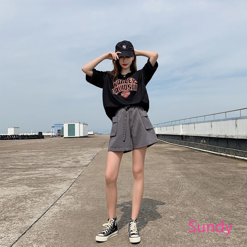 Quần short lưng cao ống rộng phong cách Hàn Quốc dành cho Nữ