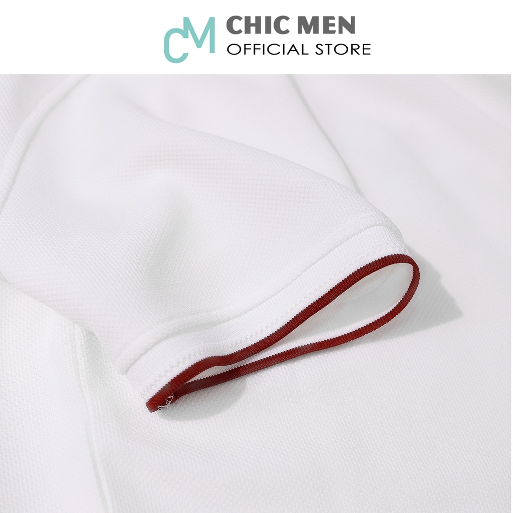 Áo POLO nam cổ trụ, vải INTERLOCK, form regular, bo đỏ- CHICMEN