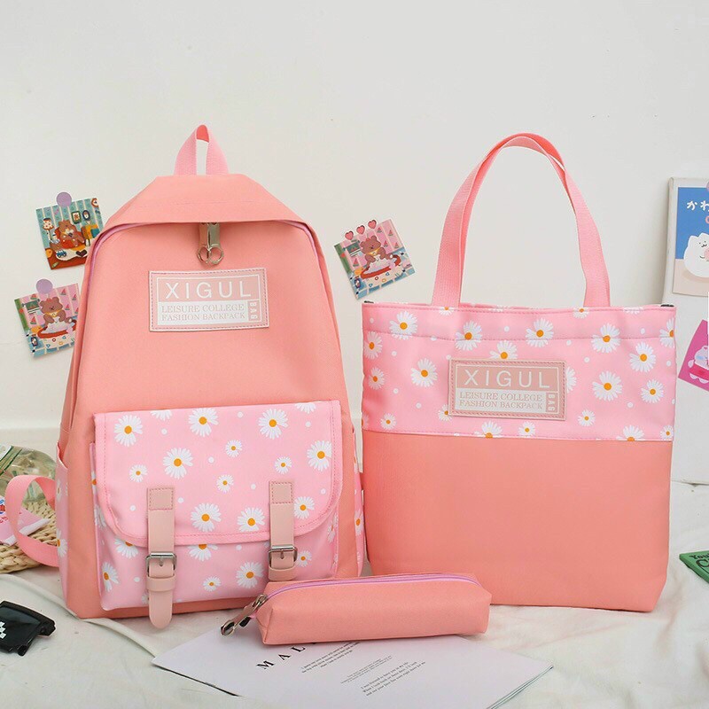 [HOT TREND] Set balo chống nước 3 món hoa cúc nhí.abe