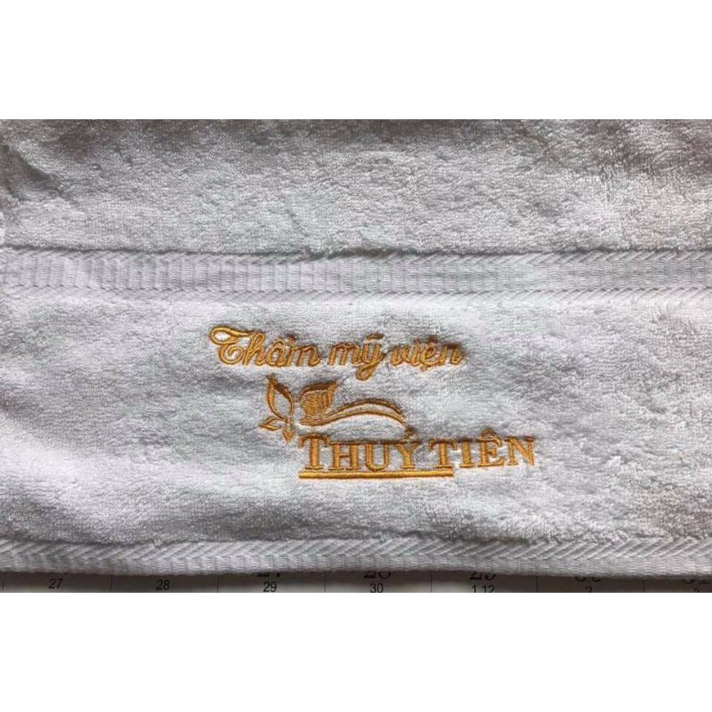 KHĂN TRẮNG KHÁCH SẠN DÀY  DỆT THÊU LOGO KHÁCH SẠN THEO YÊU CẦU, COTTON HÚT NƯỚC TỐT, MỀM MẠI