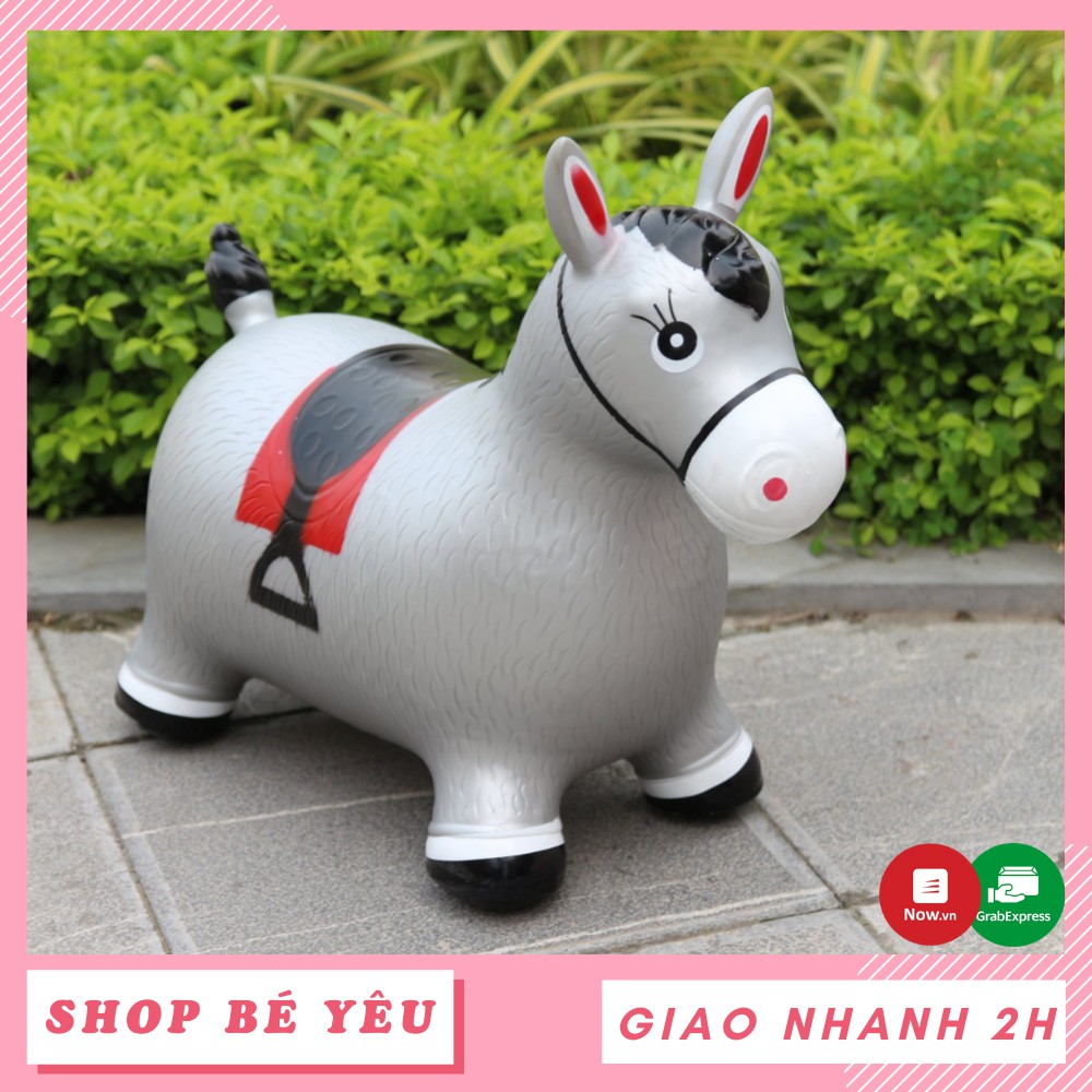 Thú nhún bơm hơi  𝑭𝒓𝒆𝒆𝒔𝒉𝒊𝒑  Thú nhún kèm bơm Toys House mẫu ngựa xám