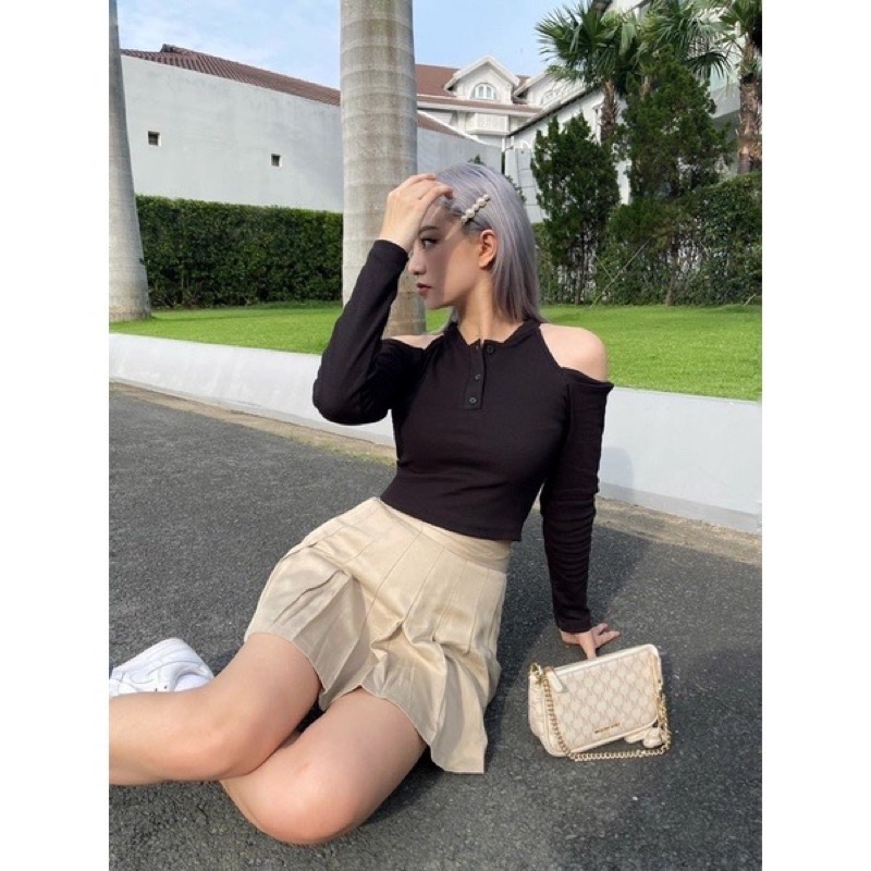 Áo croptop kiểu nữ khoét vai sexy Michi,áo thun kiểu nữ