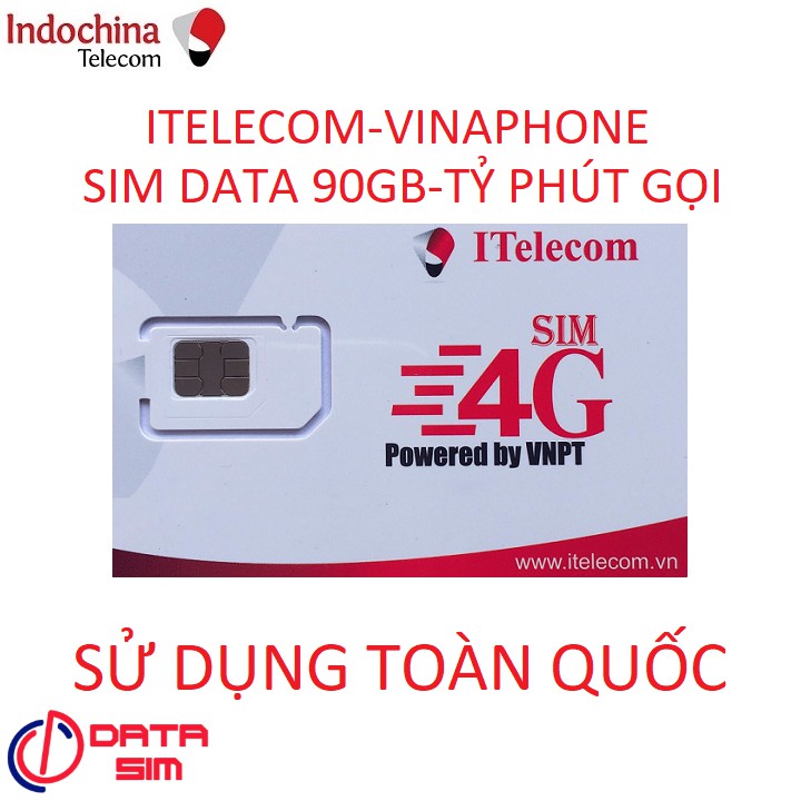 Sim thần tài 4G 90GB itelecom gọi vinaphone miễn phí có sẵn tháng đầu