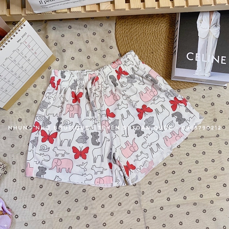 Quần đùi nữ thun cotton - quần ngủ nữ siêu xinh Nhung Nhớ Boutique A3101N [Freeship]