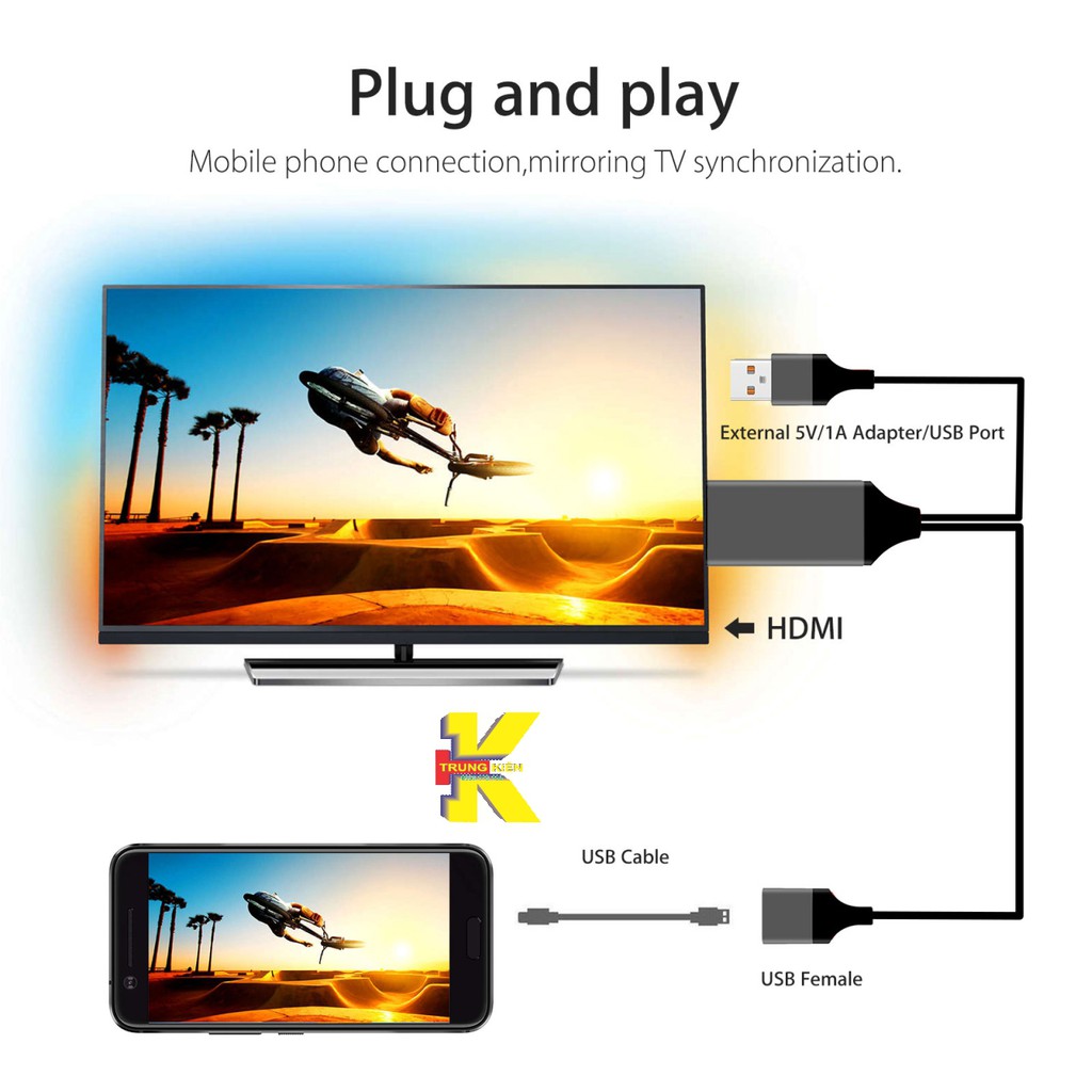 CÁP HDMI ĐA NĂNG CHO ANDROID , TYPE-C ,IPHONE KẾT NỐI ĐIỆN THOẠI RA TIVI QUA CỔNG OTG