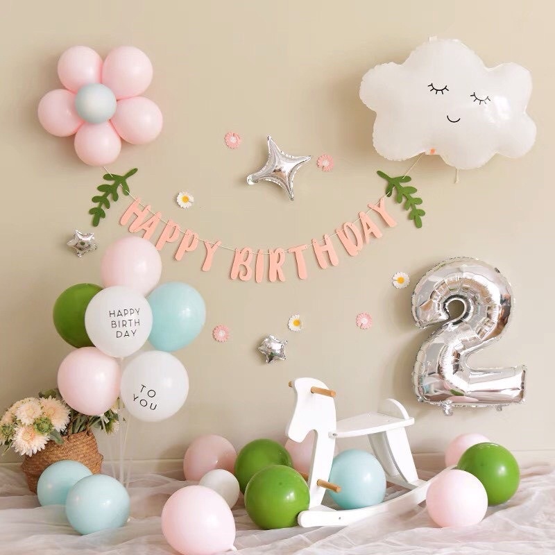 Dây Chữ HAPPY BIRTHDAY Vải Dạ Kèm Lá Đủ Màu trang trí sinh nhật