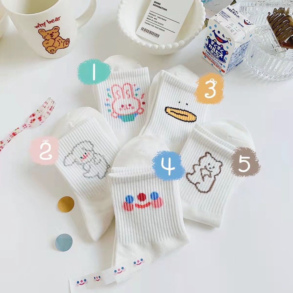 Vớ Cao Cổ Màu Trắng Phong Cách Hàn Quốc Dễ Thương Cho Nữ