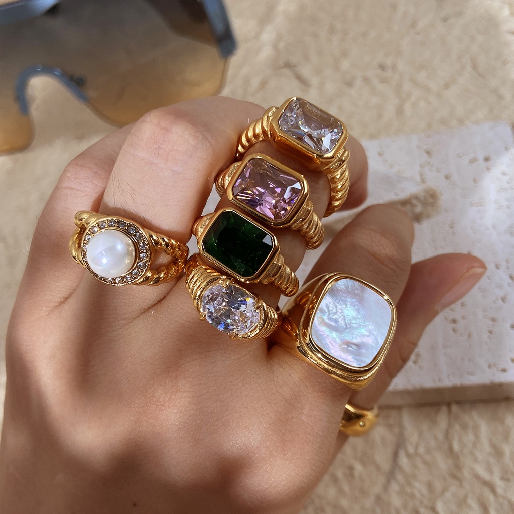 Nhẫn Mạ VàNg 8K ĐíNh Zircon LấP LáNh ThờI Trang Cho Nữ