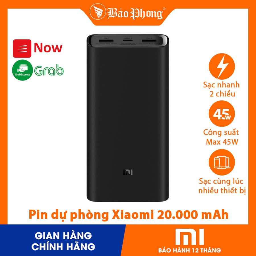 Pin sạc dự phòng 45W Gen 3 Xiaomi Powerbank  20000 mAh USB Type C Sạc nhanh cho iPhone iPad Samsung OPPO Dung lượng cao