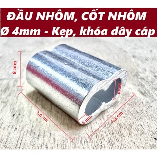 Đầu nhôm cốt nhôm khóa dây cáp [ Ø 4mm ]