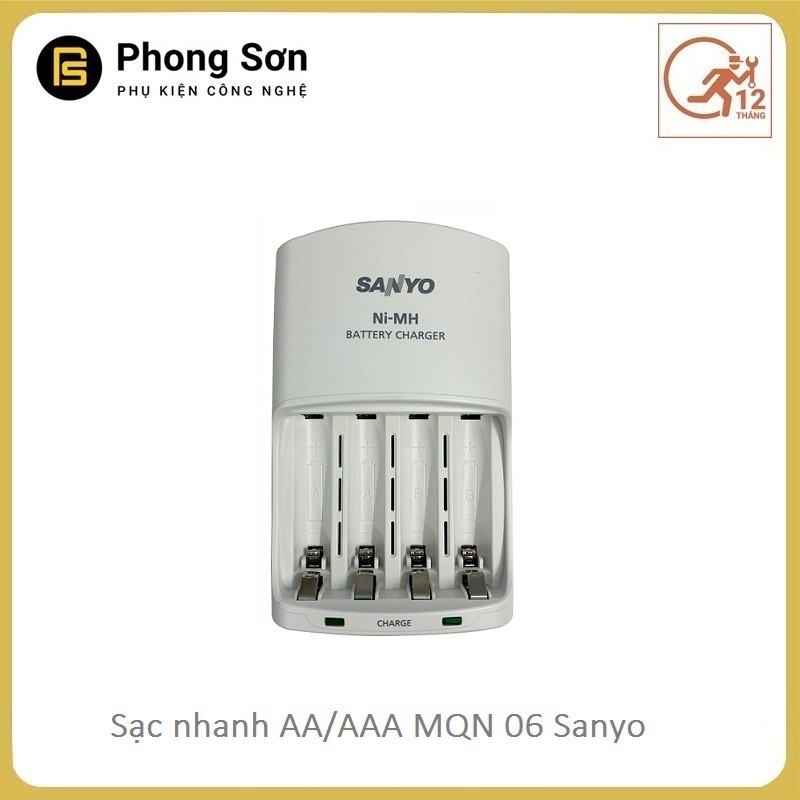 [Mã 159ELSALE hoàn 7% đơn 300K] Combo Sạc pin AA/AAA MQN06 Sanyo ( Sạc nhanh ) + Pin sạc AA vỉ 4 viên 1900 mAh Eneloop