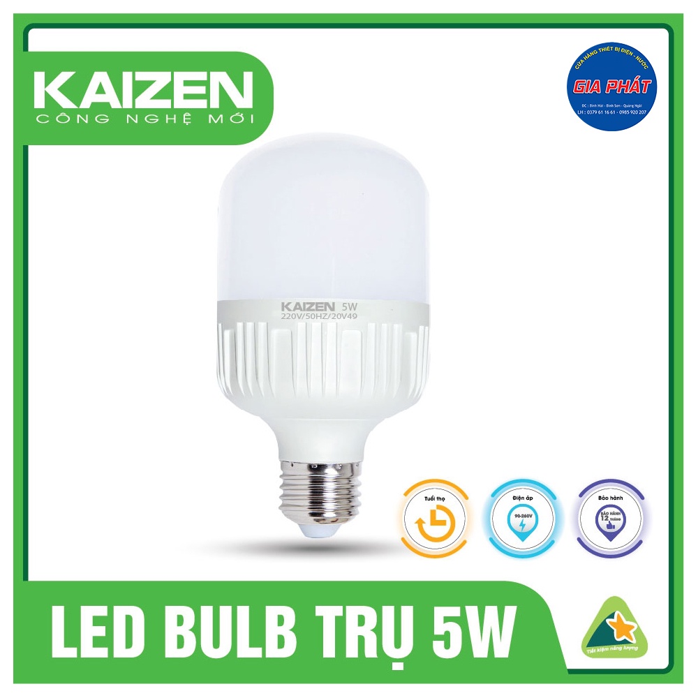 Bóng đèn LED Trụ Nhựa KAIZEN 5W-10W-15W-20W