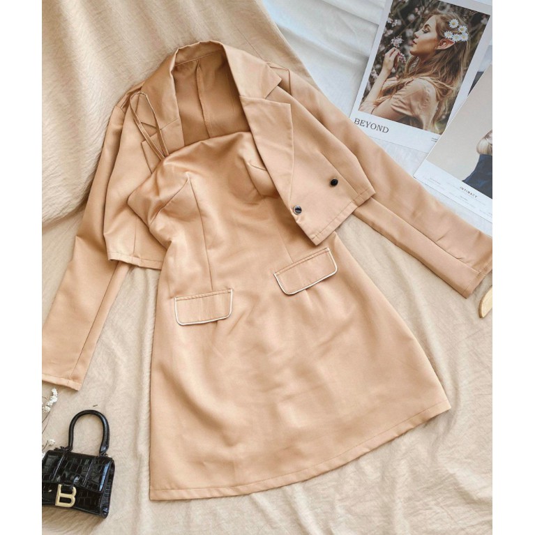 Set áo vest viền túi kèm váy | BigBuy360 - bigbuy360.vn