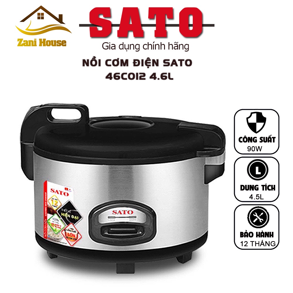 Nồi cơm điện -Nồi cơm SATO 46C012 Dung tích 4.6L cao cấp thiết kế sang trọng nấu khoảng 2kg gạo