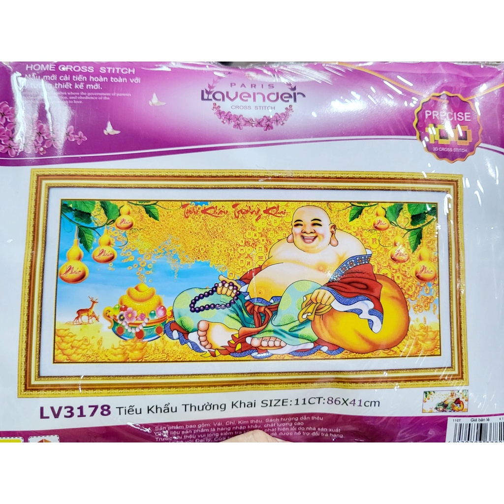 tranh thêu chữ thập-thêu 3d phật di lặc LV3178 86x41cm