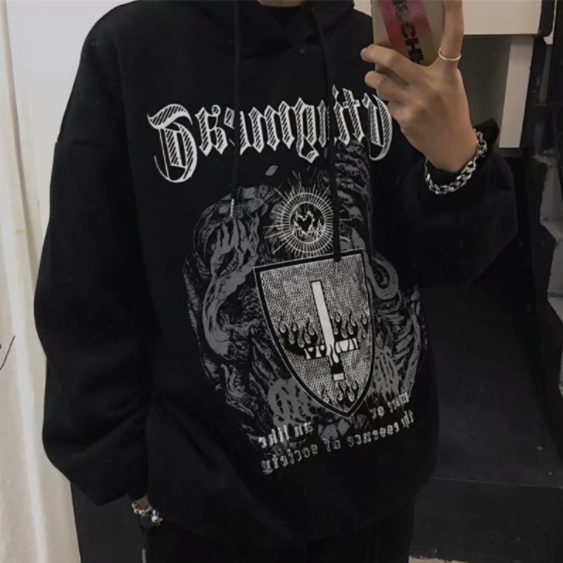 Áo hoodie tay dài in họa tiết graffiti phong cách Hàn Quốc thời trang cho nam size M-3XL