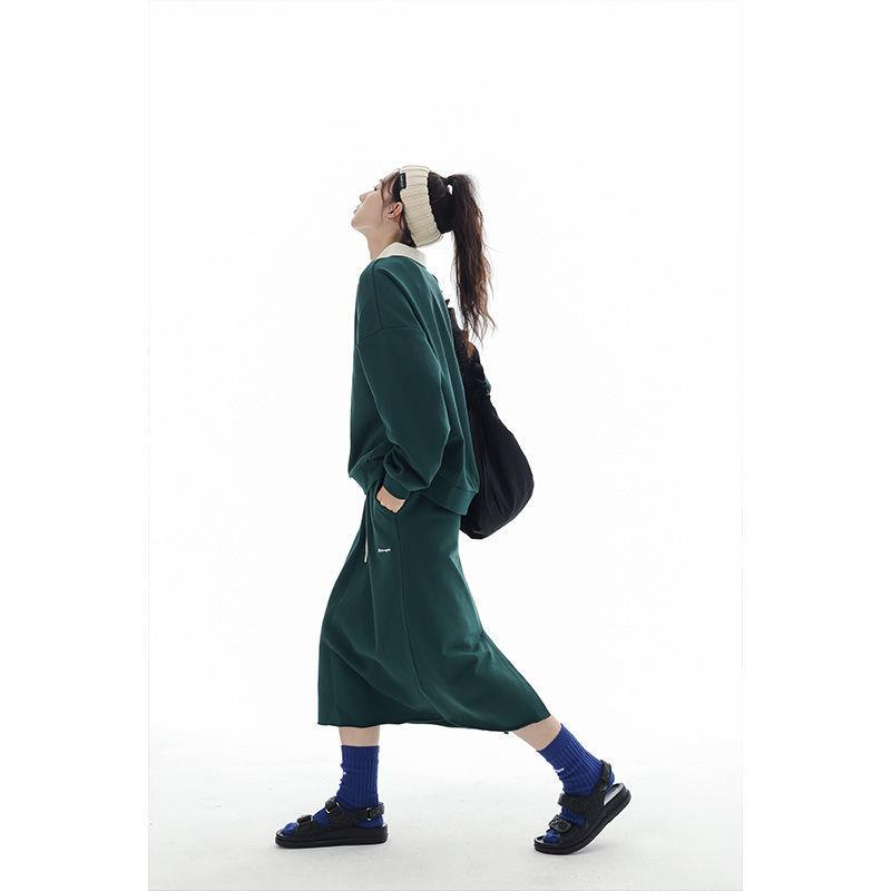 Bộ Áo Sweater Cổ Bẻ Thêu Họa Tiết Màu Sắc Tương Phản Phong Cách Hàn Quốc Thời Trang Mùa Thu Mới