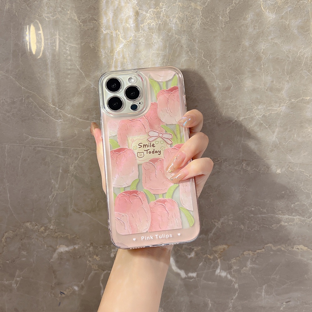 Ốp Điện Thoại TPU Silicon Trong Suốt Chống Sốc Hình Hoa Tulip Cho Iphone 13 Pro Max 12 11 Pro Max Xs X Xr 6s Plus 8 7 Plus Se20