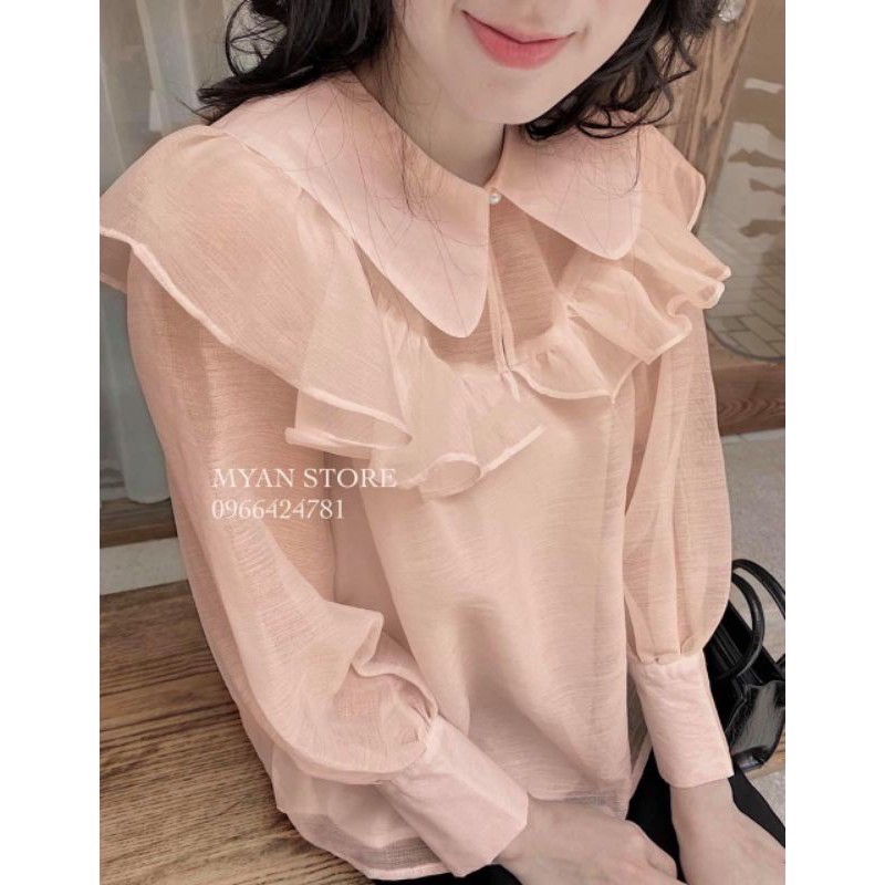 Áo sơ mi lụa bèo tay bo 2 cúc ngọc ( quảng châu )