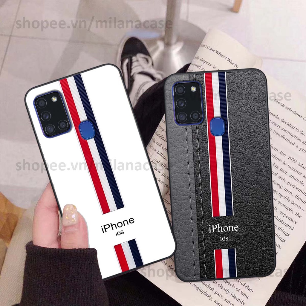 Ốp Samsung A21s in giả da phong cách thể thao, cá tính, thời trang