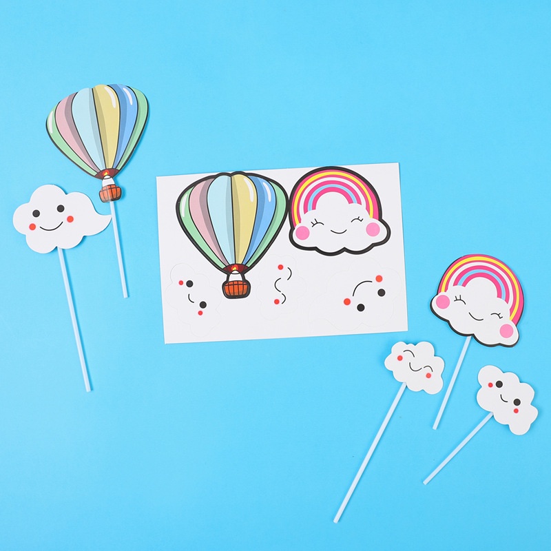 Set 5 phụ kiện trang trí bánh kem hình khinh khí cầu dễ thương